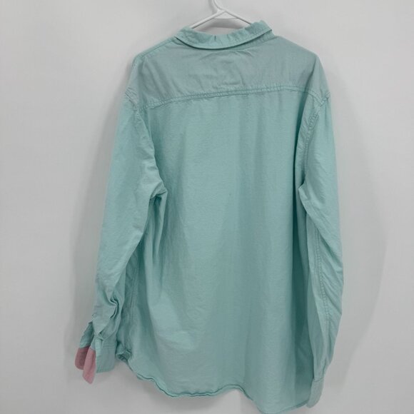 Colours Alexander Julian XXL Organic Cotton Button Up Shirt Aqua Blue‎ Preppy - Picture 5 of 6